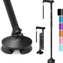 Walking Cane for Men & Women - Folding, Adjustable, Lightweight, Walking Canes for Seniors Balance, Free Standing, Pivot Tip, Soft Handle, Foldable Walking Sticks with Travel Bag (Black)