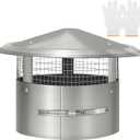 8 Inch Round Chimney Cap(No Assembly Required), 8 Inch Tapered Top Chimney Cap with Fastening Device with Screen, Stainless Steel