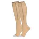 NuVein Medical Compression Stockings, 15-20 mmHg Support, Zipper Opening, Knee Length, Closed Toe, Beige, Small