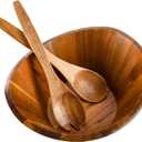 Gibson Home Sherwood 3-Piece Acacia Wood Salad Bowl Set, 32 Quart Large Serving Bowls, Natural Finish, Durable & Eco-Friendly