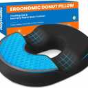 Donut Pillow for Tailbone Pain, Hemorrhoids - Cooling Gel Memory Foam Chair Seat Cushion for Office, Home & Wheelchair, Ergonomic Chair Pad for Pregnancy, Sciatica, Coccyx (Large, Black)