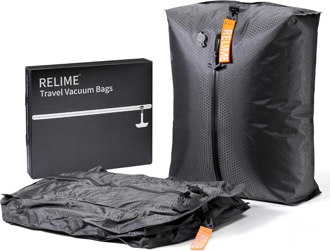 Relime Classic Series Vacuum Extra Bags for Travel Luggage(2 PC No Pump), Compression Bags for Carry On Suitcases and Backpack, Vacuum Seal Packing cube for Cloth Packing