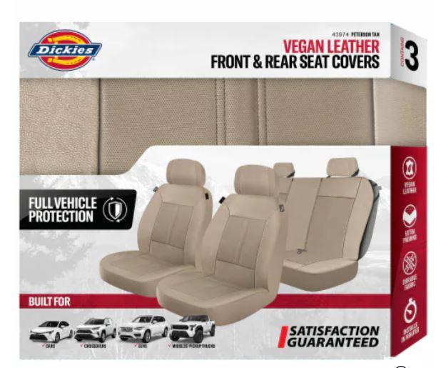 Genuine Dickies 3-Piece Tan Peterson Vegan Leather Front & Rear Seat Covers