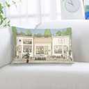 Cute Pillowcases Kawaii Pillowcase, Anime Bunny and Bear Aesthetics Pillow Case,Pastel Beige Brown and Green Cute Pillow Cases,Anime Street Plant Aesthetics Pillow Covers 20"x30" Inches