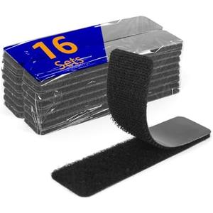 BESTAPE 64 Sets 1 x 4 inch Adhesive Hook and Loop Fastener Strips, Heavy Duty, Strong Back Adhesive, Double-Sided Hook and Loop for School, Classroom, Office, and Home Use, Black