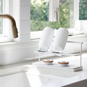 Selegna Diatomaceous Earth Bottle Drying Rack, Baby Bottle Drying Rack, Over Sink Instant Dry Small Dish Drying Rack & Bottle Dryer, Space Saving Narrow Two Tier Tower Water Bottle Drying Rack (White)