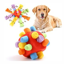 Yikko Interactive Snuffle Ball, Dog Chew Enrichment Toys, Treat Dispenser Slow Feeder Dog Puzzle Stimulation Toys for Small Medium Large Dogs, dice Shape (Rainbow Red)