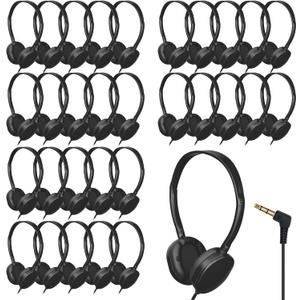 Kids Headphones Bulk 60 Pack for School, Durable Wired Headphones for Kids & Adults (002 Black)