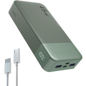 NOBIS Portable Charger, 20000mAh Power Bank, 45W Power Bank Fast Charging, Battery Pack with C to C Cable, Battery Bank with Digital Display for iPhone Android Laptop (Green)