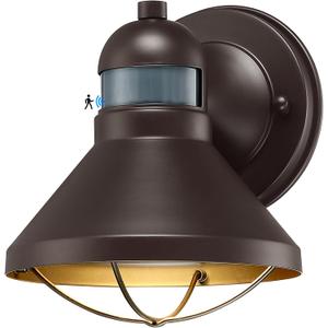LONEDRUID Motion Sensor LED Outdoor Barn Lights Brown Exterior Wall Lantern Dusk to Dawn Outside Wall Mount Sconce Lighting Fixtures Antique Farmhouse Porch Lamp for House Patio Garage Front Door