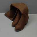 katliu Women's Thigh High Boots Sexy Stacked Block Heel Boots Over the Knee Brown 8