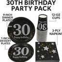 Oojami 120-Piece 30th Birthday Party Pack Serves 30 Includes 9" Dinner Plates, 7" Dessert Plates 12oz Cups & 3-Ply Napkins Complete Disposable Tableware Set for 30th Birthday Celebrations