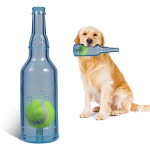 Indestructible Dog Toys for Aggressive Chewers, Contains Tennis Ball, Durable Squeaky Dog Toys (Blue, L)