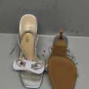 DREAM PAIRS Women's Double Bowknots Crystal Sandals Clear Slingback Heels Square Toe Shoes for Party Wedding. Size 6,5