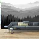 WFBHUA-Black and White Forest Mountain Wallpaper Gray Woodland Nature Landscape Wall Paper Mural for Bedroom Living Room(Not Peel and Stick)
