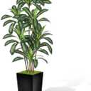 Realistic Artificial Indoor Plant Tree - Tall Fake Dracaena Potted Plant for Home Office Decor, Living Room & Bedroom - Lifelike Faux Plant Tree with Pot-Palm Tree (Black, 5FT)