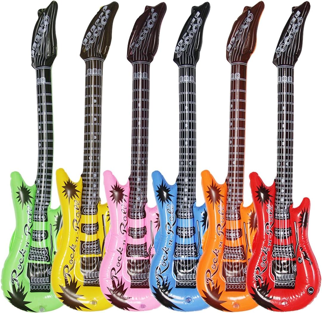 Dr.dudu Inflatable Guitar, Waterproof Assorted Colors Party Decoration (6pack)