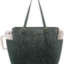 LOVEVOOK Laptop Tote Bag for Women With Large Cup Holder, Leather Work Tote Bag for Women,15.6 Inch Professional Computer Briefcase Business Teacher Commuter Shoulder Bag,Office Travel Gift (Green Embossed)