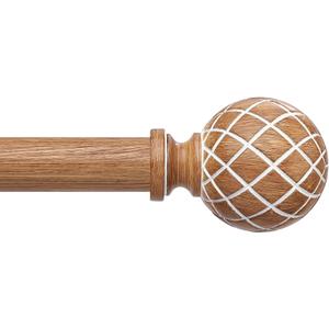 Wood Curtain Rods for Windows 30 to 56 Inch, 1 Inch Diameter Adjustable Heavy Duty Wooden Curtain Rod with Unique Faux Wood cobweb Finials, Boho Vintage Decorative Drapery Rod for Farmhouse