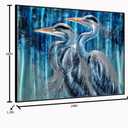 Yihui Arts Blue Heron Metal Wall Art - Exquisite Hand Crafted 3D Aluminum Artwork 24"L x 16"W