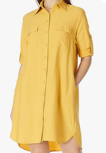 MANAIXUAN Womens Long Sleeve Button Down Shirt Blouse Loose Fit Casual V-Neck Tops XL, Yellow