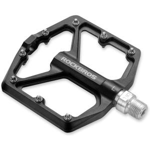 ROCKBROS Mountain Bike Pedals MTB Pedals Bicycle Flat Pedals Aluminum 9/16" Sealed Bearing Lightweight Platform for Road Mountain BMX MTB Bike (Black)