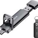 SSK 128GB Dual USB C Flash Drive,2-in-1 Type C+ USB A 3.2 Gen2 Solid State Thumb Drive,Speed Up to 550MB/s Memory Stick Data Storage for iPhone 15,Thunderbolt 3, Android Phone,Tablet,Laptop