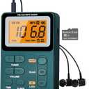 Portable Radio AM FM, Rechargeable Pocket Speaker with Best Reception Digital Tuning, MP3, Stereo Earphone, Large LCD Screen, TF Card Socket, Transistor Radio for Jogging/Gym/Camping (Green)