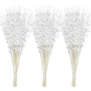 Joiedomi 24 Pcs Christmas Tree Berry Stem (White), Decorative Bead Sticks, Glittery Twigs, Picks, Branches for Christmas Tree, Small Vase, Holiday, Wedding, Party (17 Inches, White)