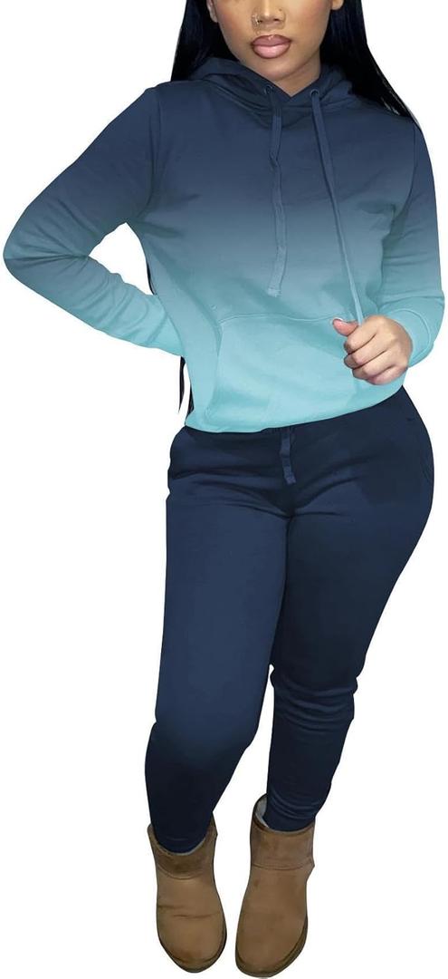 HBQ Two Piece Outfits For Women Casual Long Sleeve Hoodie Sweatshirts Jogger Sweatpants Tracksuit Sweatsuit Lounge Sets (XXL)