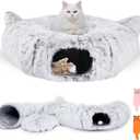 Interactive Cat Toys for Indoor Cats  3-in-1 Cat Tunnel Bed with 2 Catnip Toys, Peekaboo Cat Cave & Donut Tunnel, Foldable Interactive Toy for Kittens & Small Pets, 32"