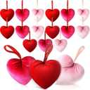 18 Pcs Valentine's Day Hanging Heart Ornaments Handmade Heart Shaped Velvet Gifts 4.3 Inches Hanging Valentine Tree Ornaments for Wedding Anniversary Party Decorations(Red, Pink, Rose Red)