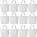 Aliceset 12 Pack Mini Canvas Tote Bags Reusable Mini Gift Bags Tote Bag for DIY (9.8 x 8.3 x 4.3 Inch, White)