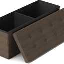 GLAXYFUR 43 Inches Folding Storage Ottoman Bench, Storage Chest, Footrest for Entryway, Living Room, Holds up to 660 lb, Brown