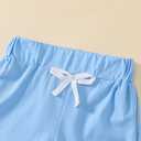 Toddler Baby Girls Clothes Short Sleeves T-Shirt Tops + Shorts Cute Summer Outfits Set (Blue)