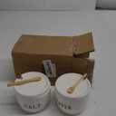 2 Pack Salt and Pepper Bowls Set, Ceramic Salt and Pepper Containers with Lid and Spoon, White Salt Pepper Holder Set, Salt Box Dish with Lid