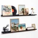 Fun Memories Picture Ledge Shelf, 48 Inch Floating Shelves Set of 2, Large Nursery Book Shelves for Toys Storage, Kids Bookshelf Wall Mounted for Wall Decor Books Photo Frames, Black