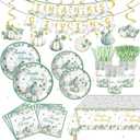 123PCS Autumn Thanksgiving Party Supplies for Fall Pumpkin Themeds Party Decorations Harvest Tableware Set for Kids Childs Leaves Dessert Plates Napkins Cups with Tablecloth and Banner for 20 Guests