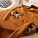 Burnt Orange Throw Blanket 50x70, Reversible Textured Fleece Blankets for Couch and Bed, Soft Warm Decorative Cozy Sofa Blanket for All Seasons