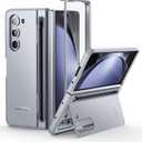 SURITCH for Samsung Galaxy Z Fold 5 Case with Kickstand and S Pen Holder [S Pen NOT Included], Phone Case for Z Fold 5 2023 -Gray Blue