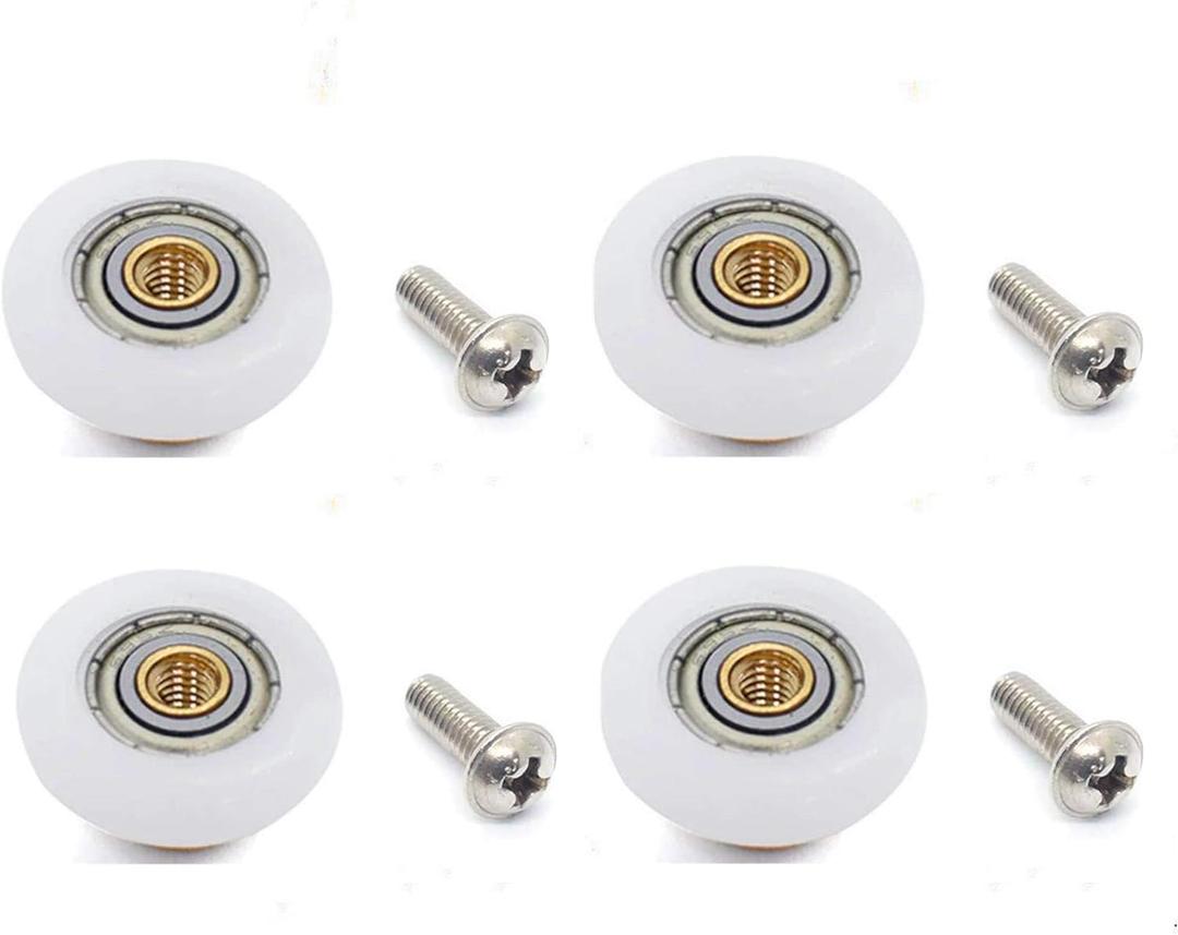 4 Sets Shower Door Rollers Runners Wheels Replacement Part Bathroom Glass Shower Sliding Door - 19mm x 5mm