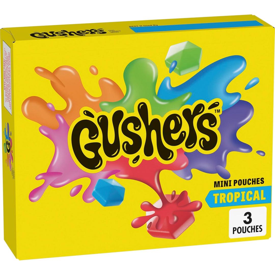 2 x Gushers Tropical Fruit Flavored Snacks, Mini Pouches, 3 Ct, 1.32 oz