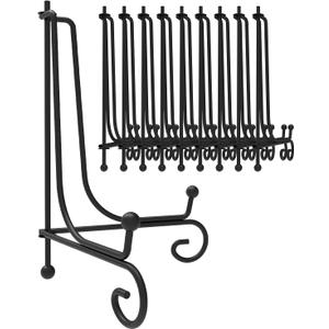 Iron Display Stand 10 Packs, 10 Inches Plate Picture Photo Stand for Display, Black Foldable Easel Holder for Photo Frame, Artwork, Collection, Decorative Plate, Book, Office