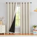 Urban Lotus Ivory Full Blackout Curtains for Living Room Thermal Insulated Room Darkening Curtains for Bedroom 84 Inches Length Window Treatment Drapes for Hotel Office Grommet Top 52" w 2 Panels