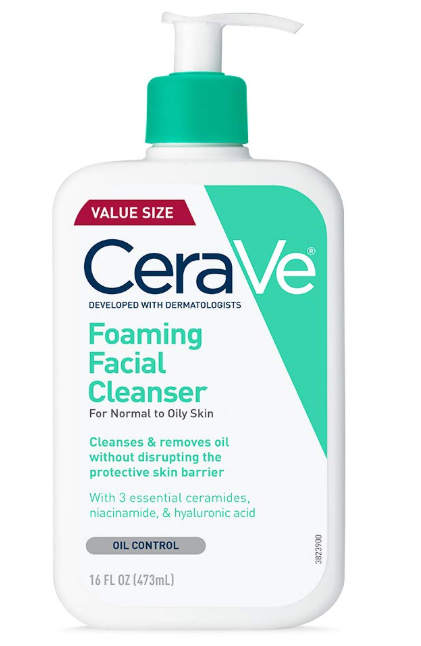 CeraVe Foaming Facial Cleanser, Daily Face Wash for Oily Skin, Hyaluronic Acid + Ceramides + Niacinamide, Fragrance Free & Paraben Free, Non Drying Oil Control Face Wash, 16 Fluid Ounces