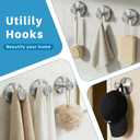 Suction Cup Hooks for Shower, Heavy Duty Towel Hooks for Walls No Damage, Suitable for Hanging Towels, Robes, Coats, Holds 15 lbs-4pack, Brushed Silver
