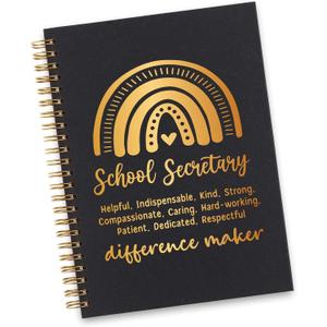 3 x School Secretary Spiral Notebook, School Secretary Gifts for Women, Inspirational School Secretary Difference Maker Appreciation Thank You Gifts Spiral Notebooks WA25