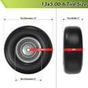 1PZ ZTM-15T 13x5.00-6 Flat Free Lawn Mower Tire and Wheel 13x5x6 Solid Front Tires for Zero Turn Mower 500Lbs Load 3/4" 5/8" and 1/2" Bearings 4.33"-6.73" Hub for Residential Commercial