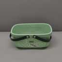 JiatuA Plastic Storage Basket with Handle Portable Shower Caddy Tote Organizer Basket Bin for Bathroom Kitchen Dorm Room Bedroom, Green (Large)