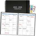 Academic Planner 2025-2026 (7.4'' x 9.6''), 18 Months Calendar from Jan 2025-Jun 2026, Monthly Tabs & Pocket, Perfect for School & Work, 120GSM Thick Paper, Black